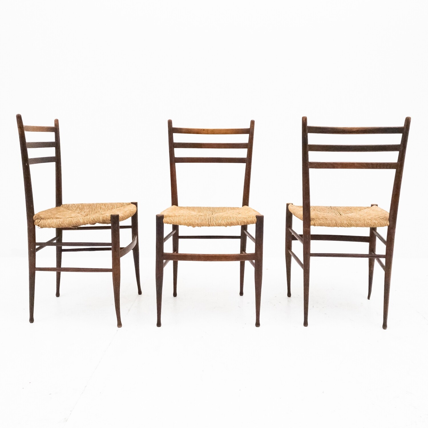 Set di 3 sedie in legno, Italia anni '50