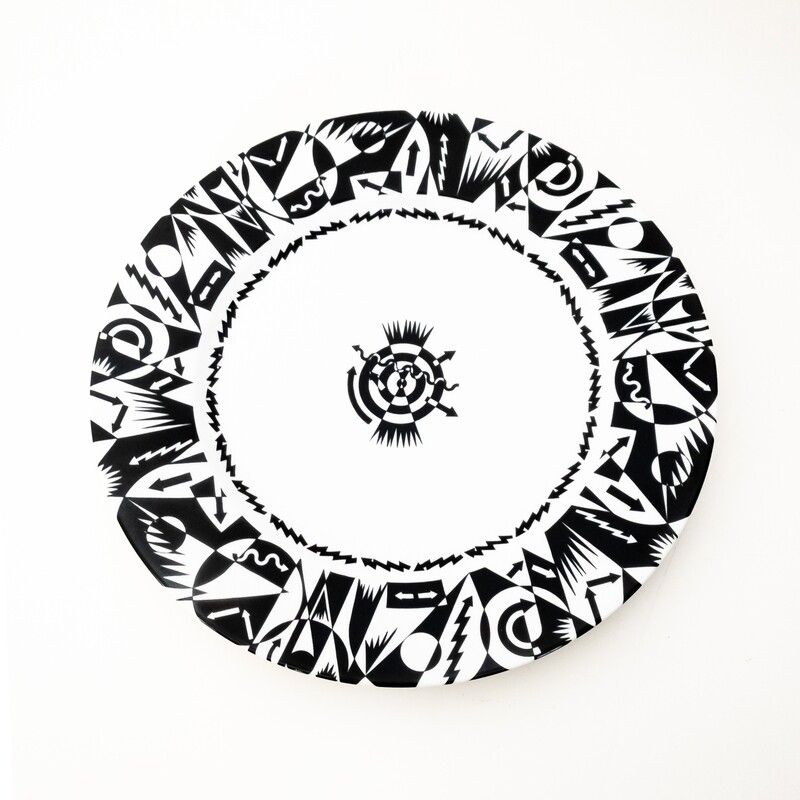 Campari ceramic plate, Fortunato Depero decoration, 1980s