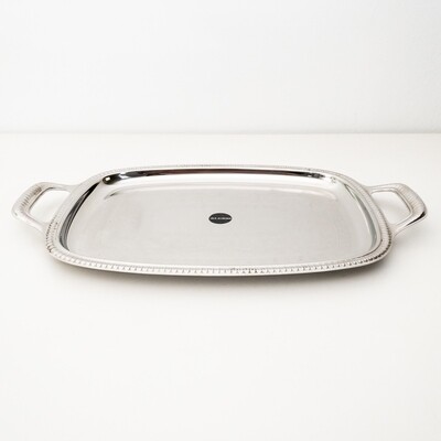 Empire series oval chiseled steel tray by Alessi, Italy, 1970s