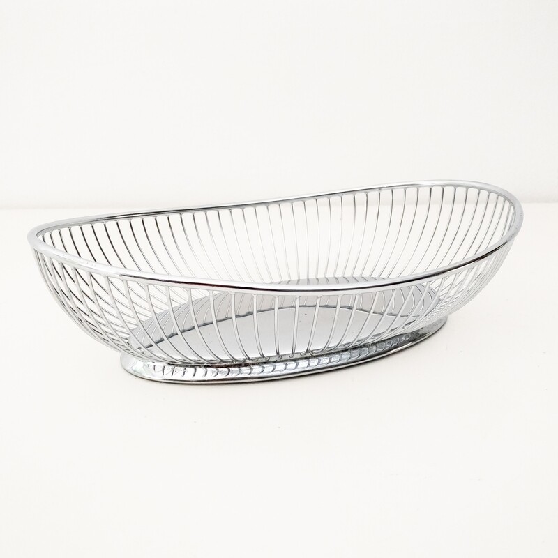 Italian steel oval bread basket by Alfra Alessi 1970s