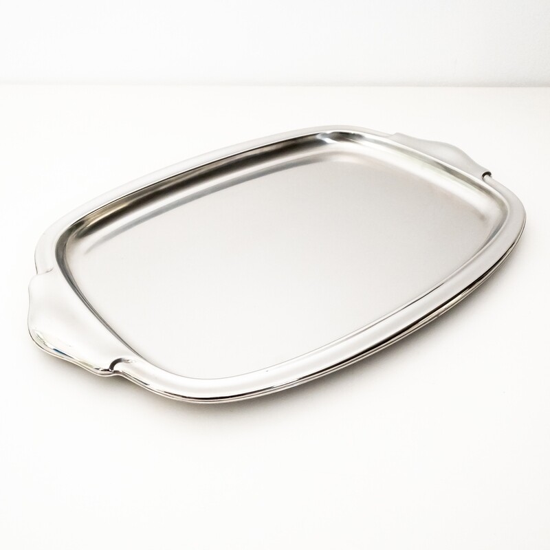 Oval steel tray by Alfra Alessi, 1970s