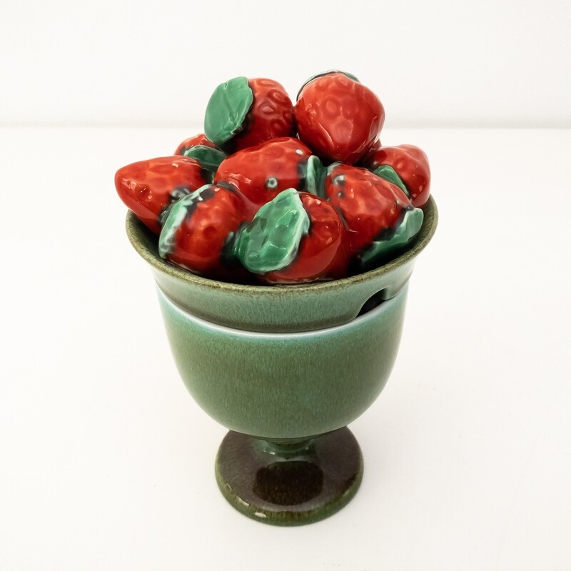 Vintage glazed ceramic bowl with relief fruit by Mancioli, Italy 1950s