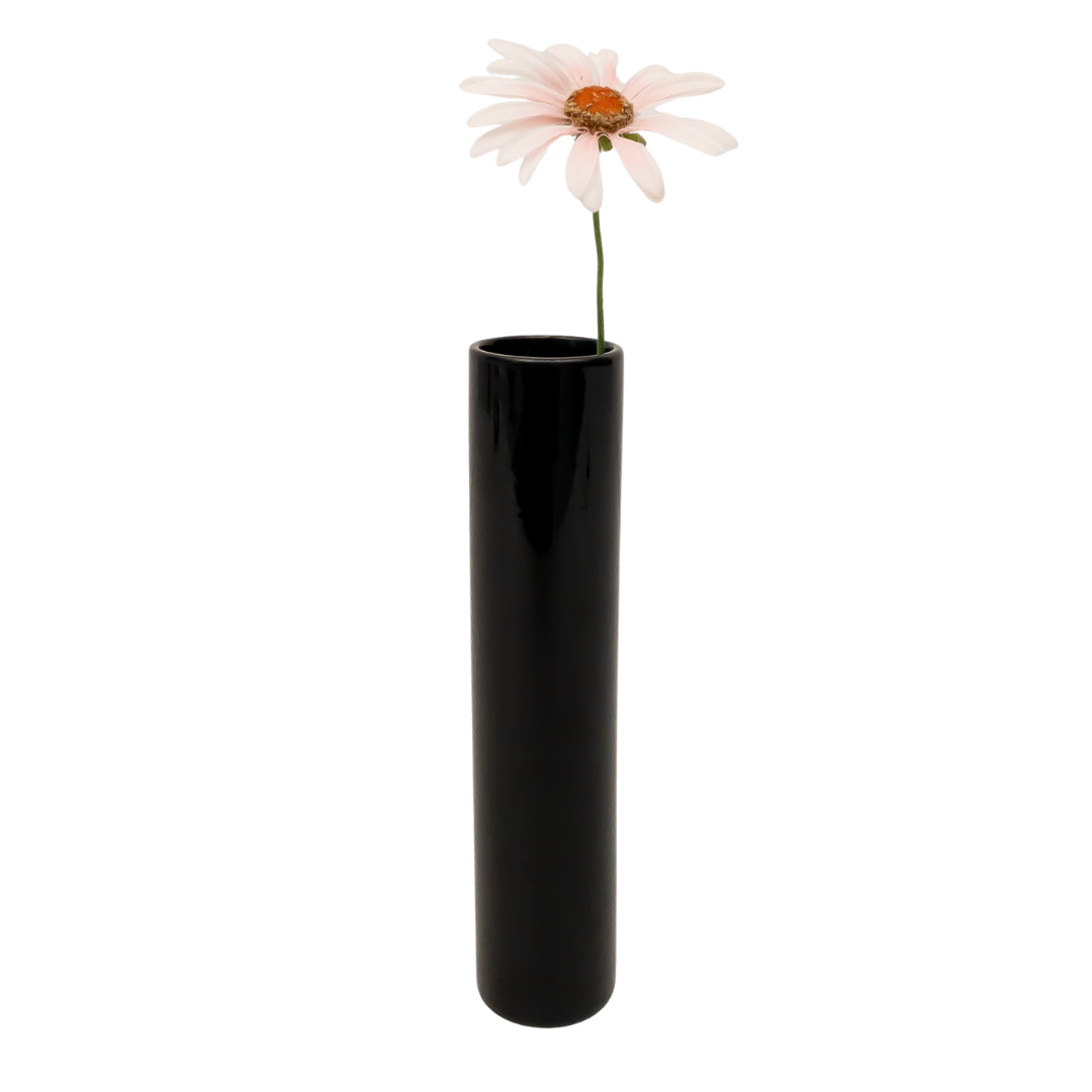 Black ceramic cylinder vase