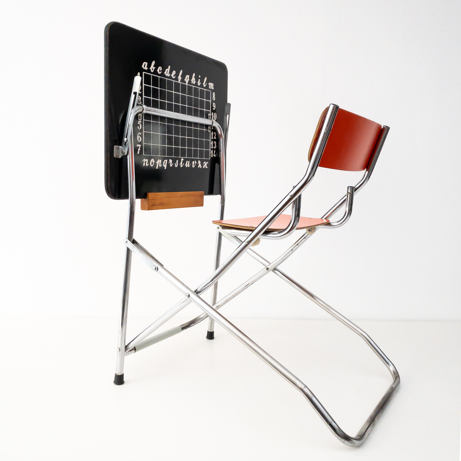 School desk with folding chair from the 1960s