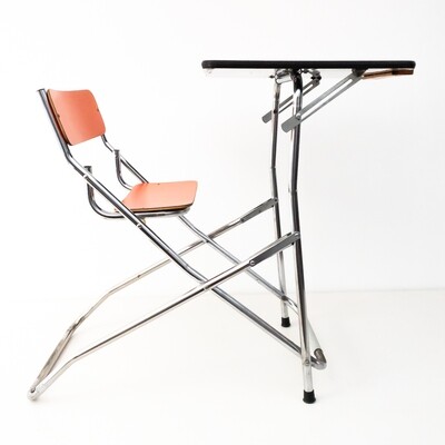 School desk with folding chair from the 1960s
