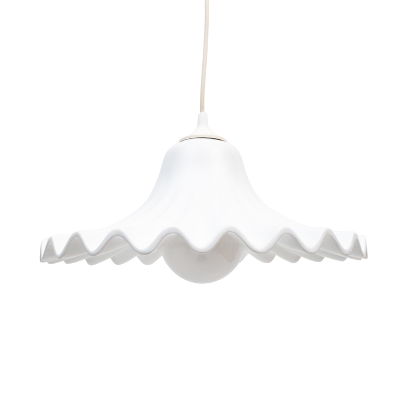 Pleated ceramic pendant lamp, 1950s