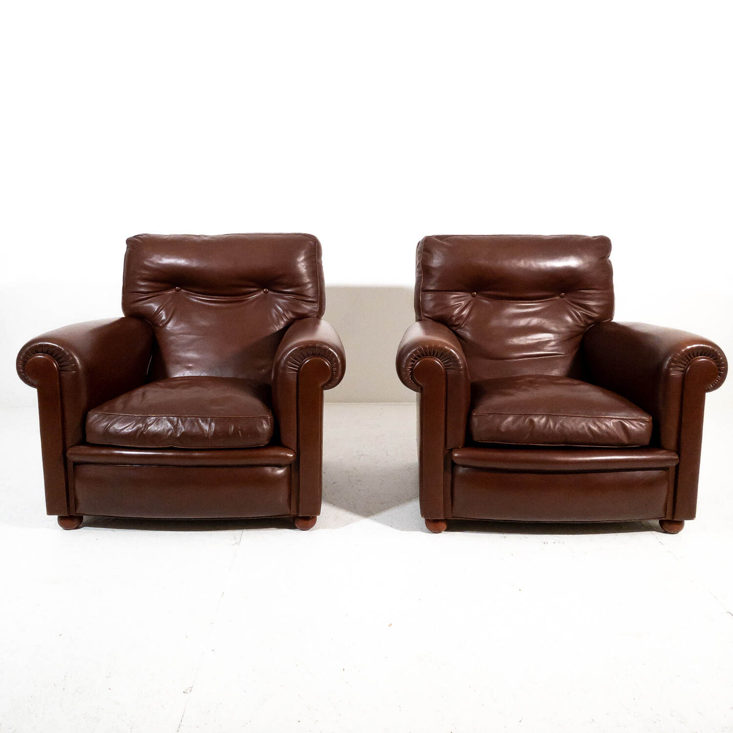 Pair of Edoardo armchairs by Poltrona Frau, Italy, 1960s