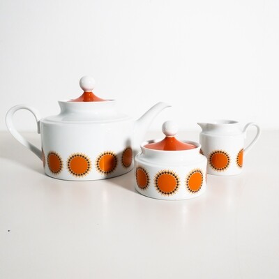 Vintage teapot, sugar bowl and milk jug set by Schumann Arzberg, Bavaria, Germany