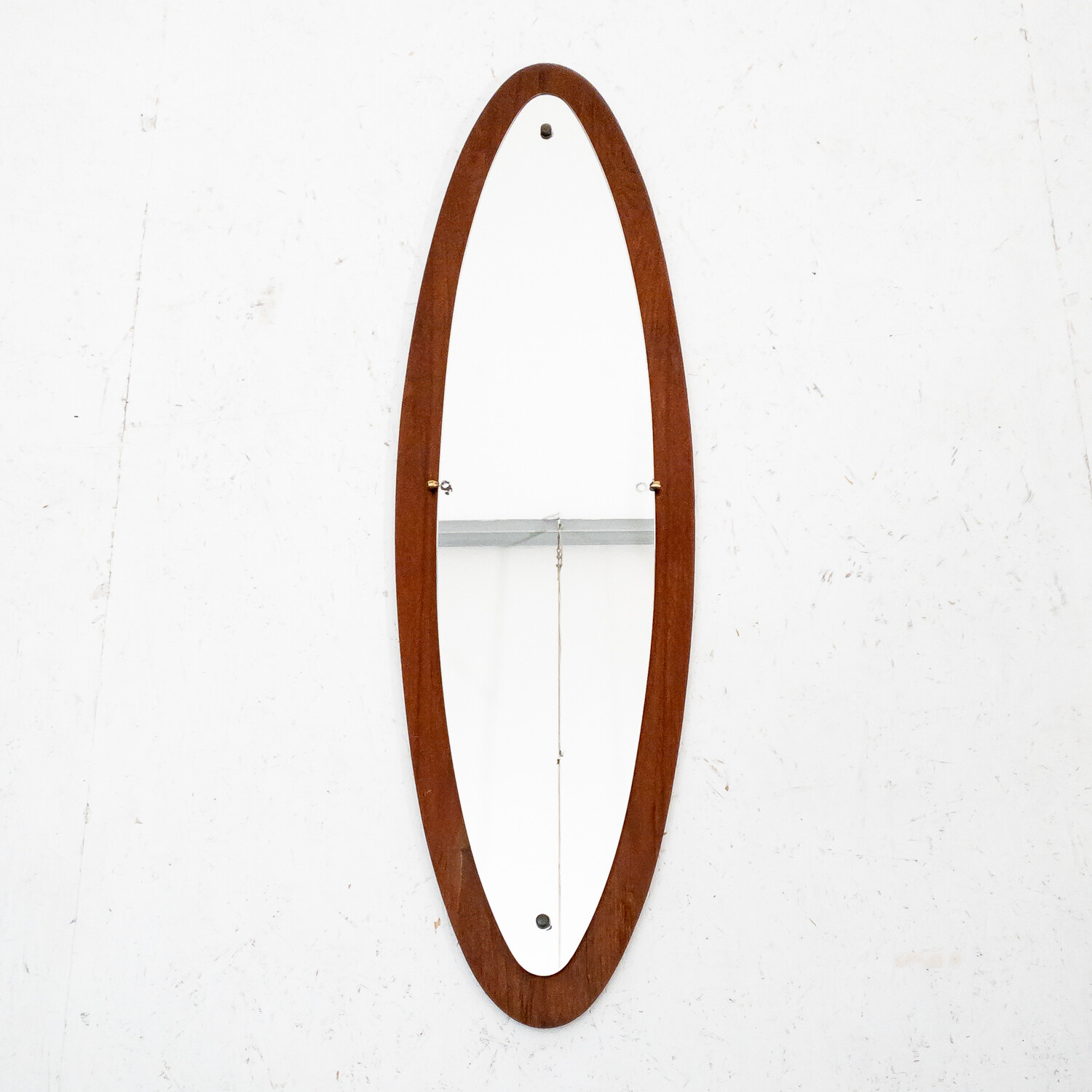 Oval mirror in teak in the style of Franco Campo and Carlo Graffi, 1950s