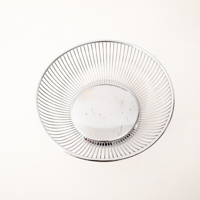 Round steel bread basket by Alfra Alessi, Italy 1970s