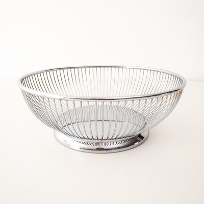 Round steel bread basket by Alfra Alessi, Italy 1970s