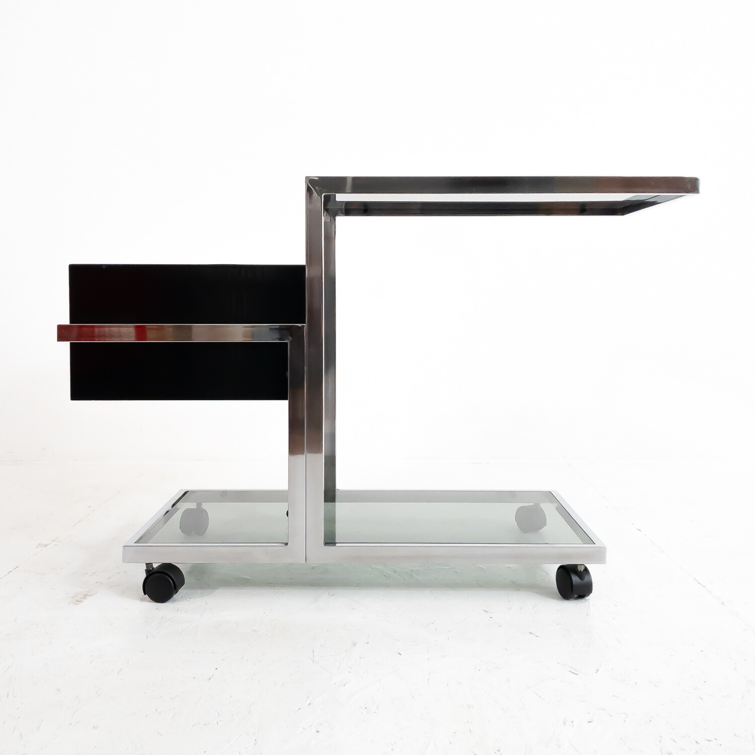 Serving trolley in steel and glass, Italy 1970s