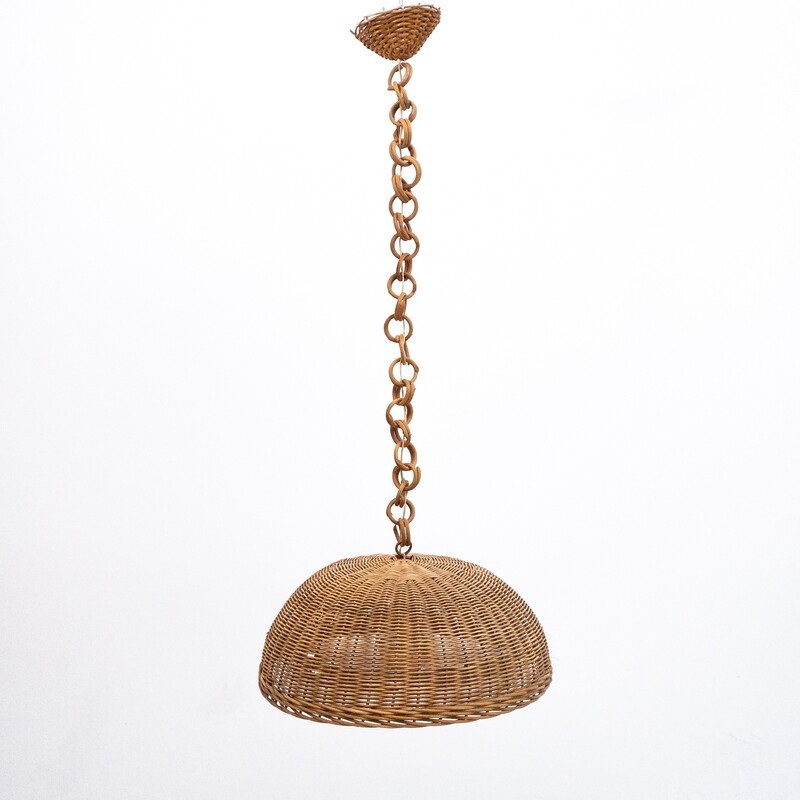 Wicker pendant lamp, Italy 1970s