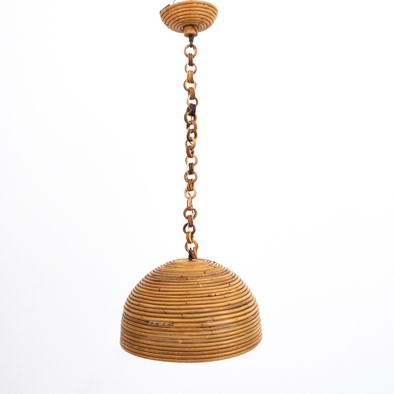 Rattan pendant lamp, Italy 1970s