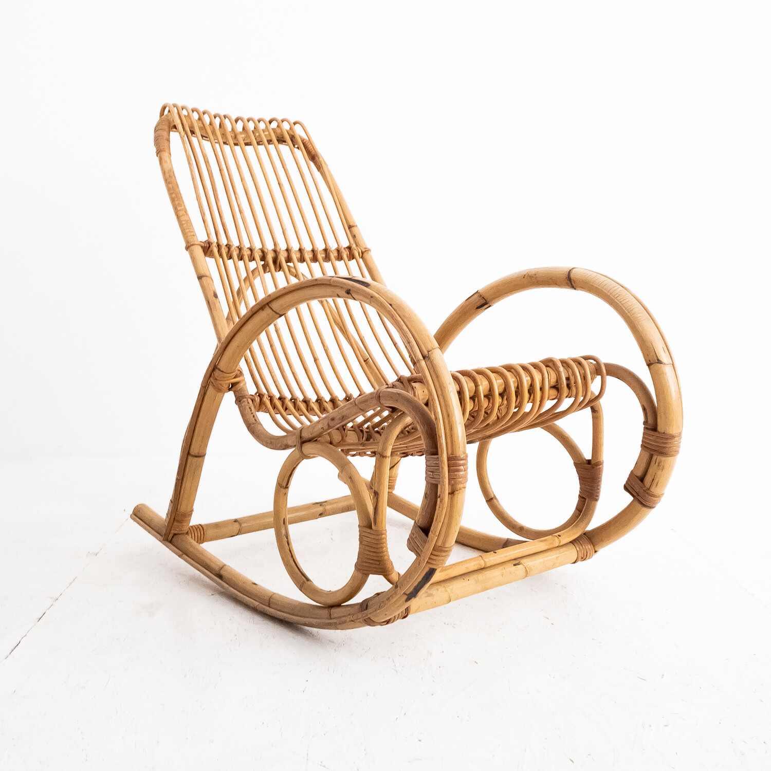 Rocking chair in bamboo, Italy 1970s