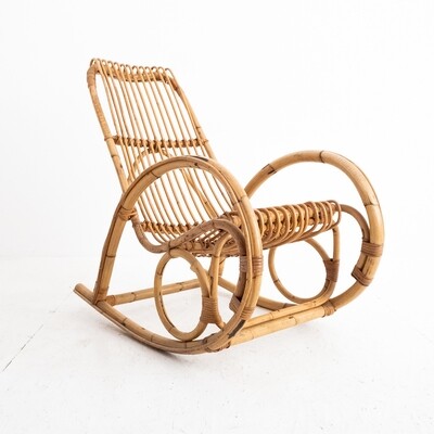 Rocking chair in bamboo, Italy 1970s