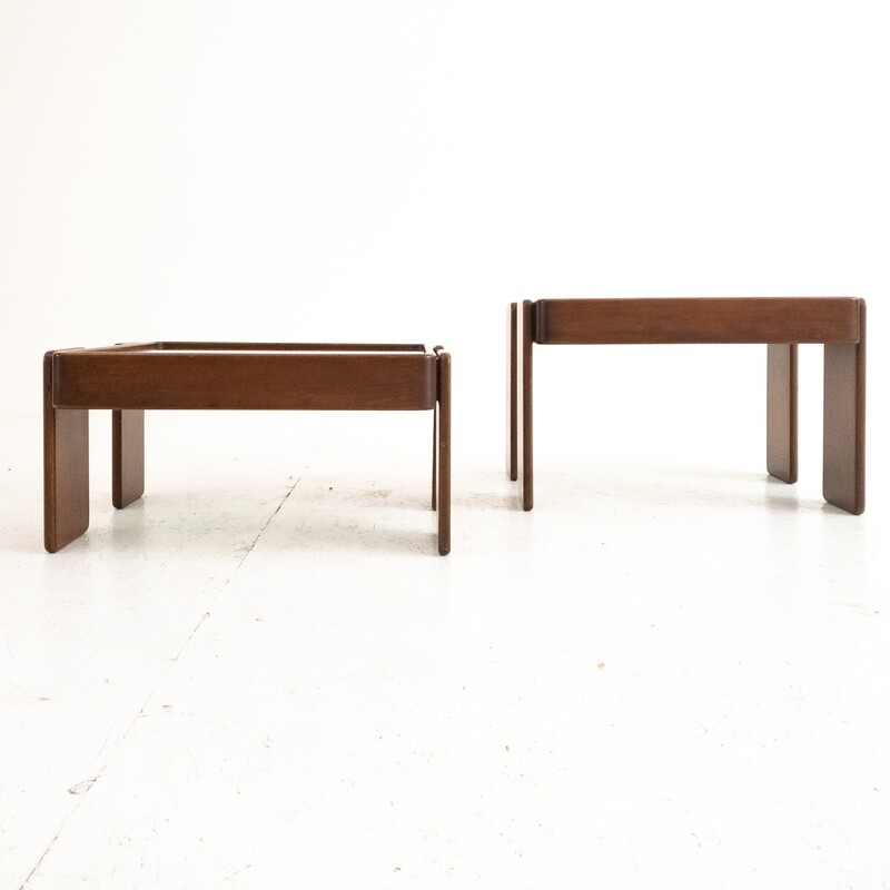 Set of 2 nesting tables by Gianfranco Frattini for Cassina, 1960s Italy