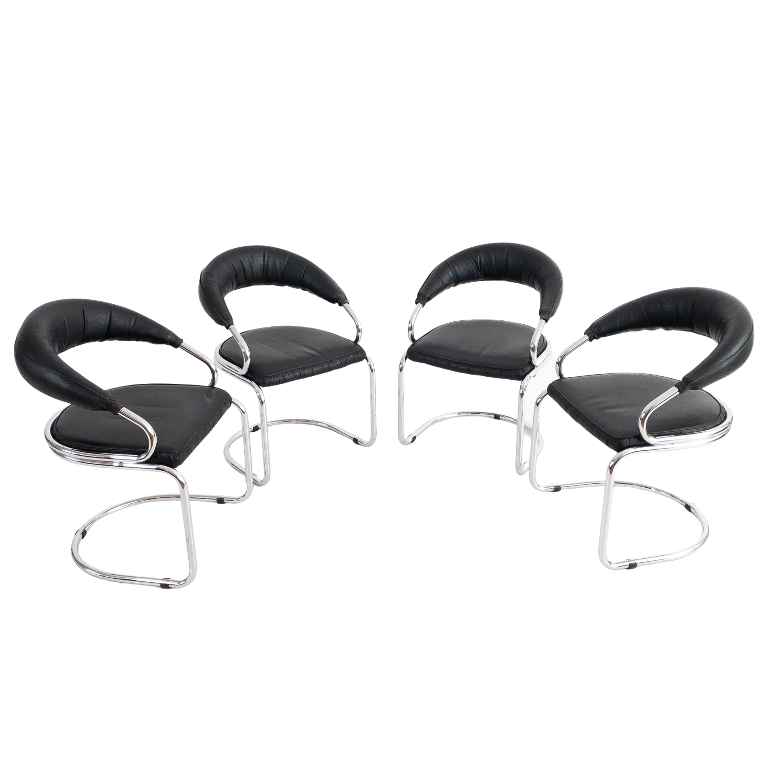 Set of 4 chairs in Giotto Stoppino style, Italy 70s