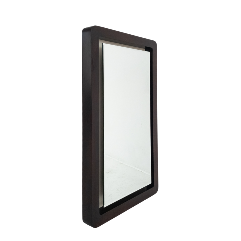 70&amp;#39;s backlit rectangular wooden mirror