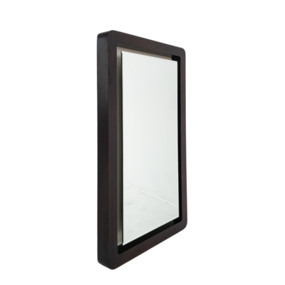 70&#39;s backlit rectangular wooden mirror