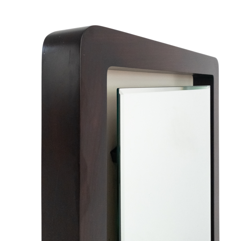 70&amp;#39;s backlit rectangular wooden mirror