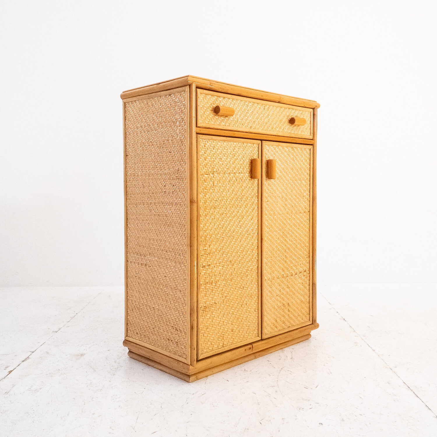 Storage unit in bamboo and rattan, Italy 1970s