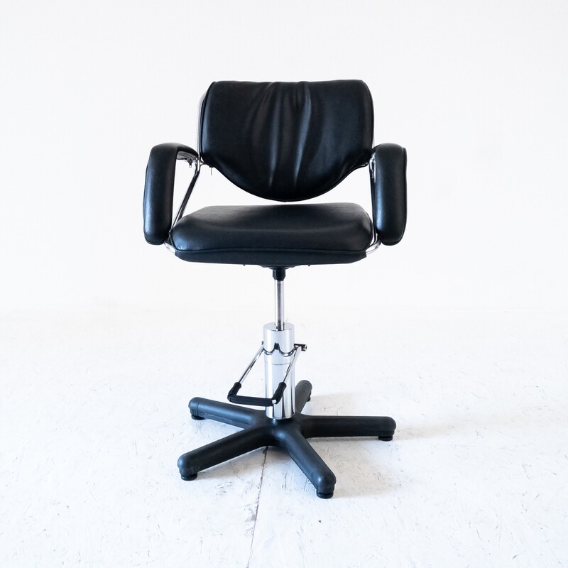 Swivel office chair in chromed steel and sky, 1960s