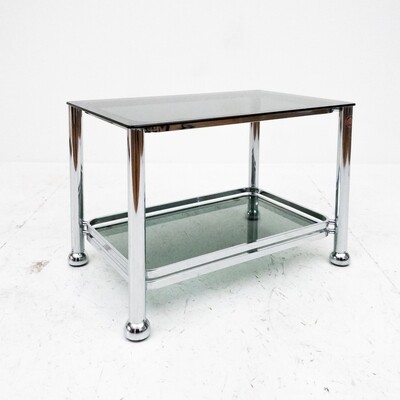 Rectangular coffee table in chromed steel and smoked glass by Arredamenti Allegri Parma, Italy 1960s