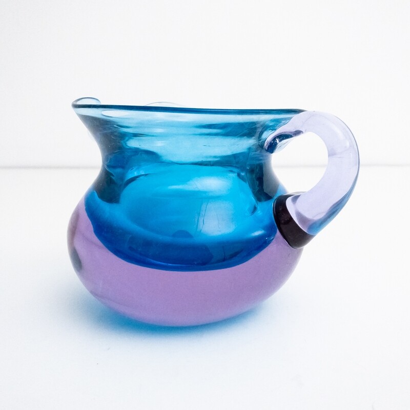 Light blue decorative glass carafe from the 1960s