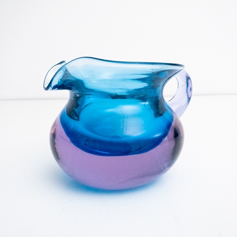 Light blue decorative glass carafe from the 1960s