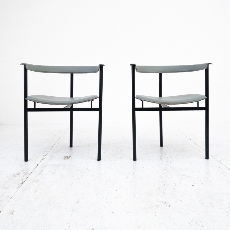 Set of 2 leather armchairs by Enrico Pellizzoni