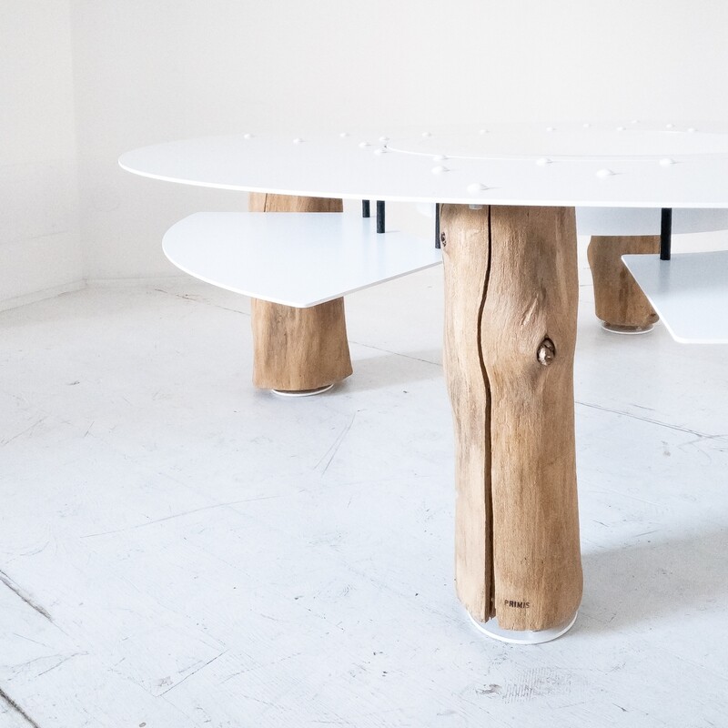 Round table in steel and wood design Ak47