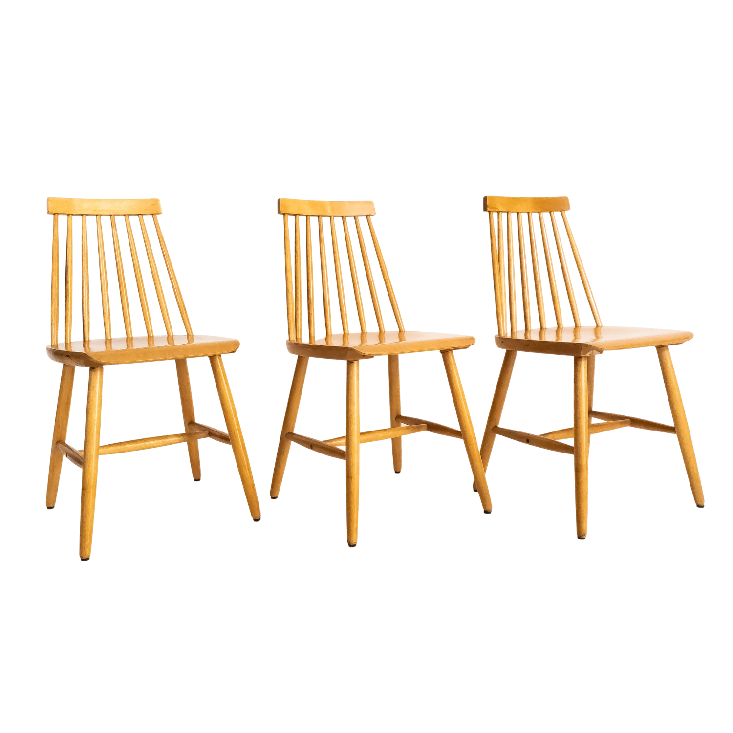 Set of 3 Pinnstol chairs in birch, 1960s