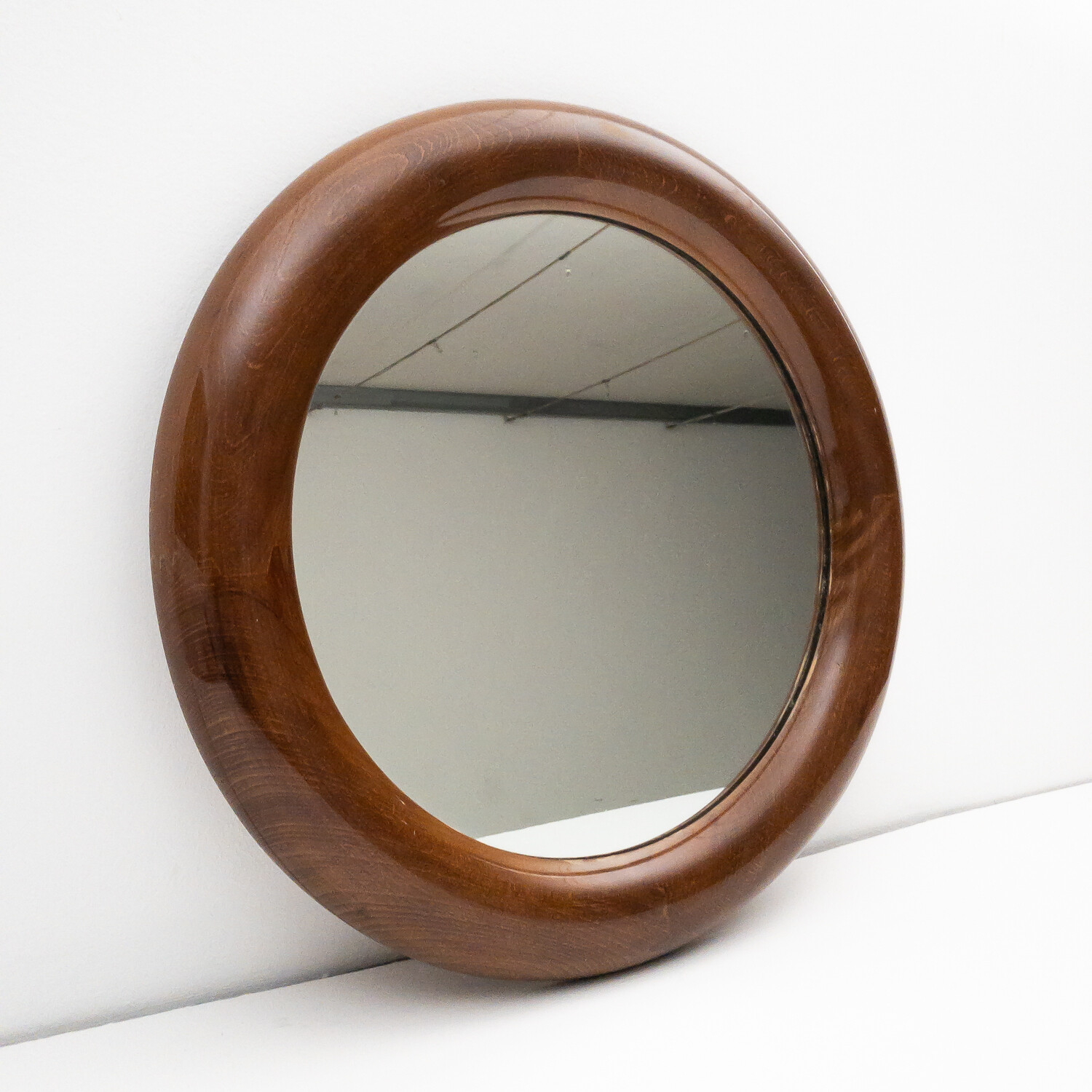 Specchio tondo in legno, Italia anni &#39;60