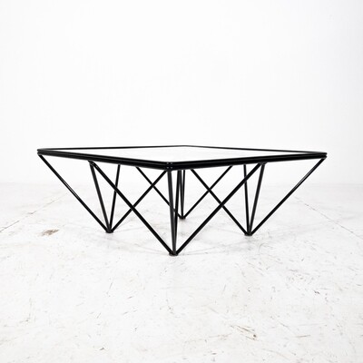 Alanda style coffee table by Paolo Piva for B&amp;B in metal and crystal, Italy 70s