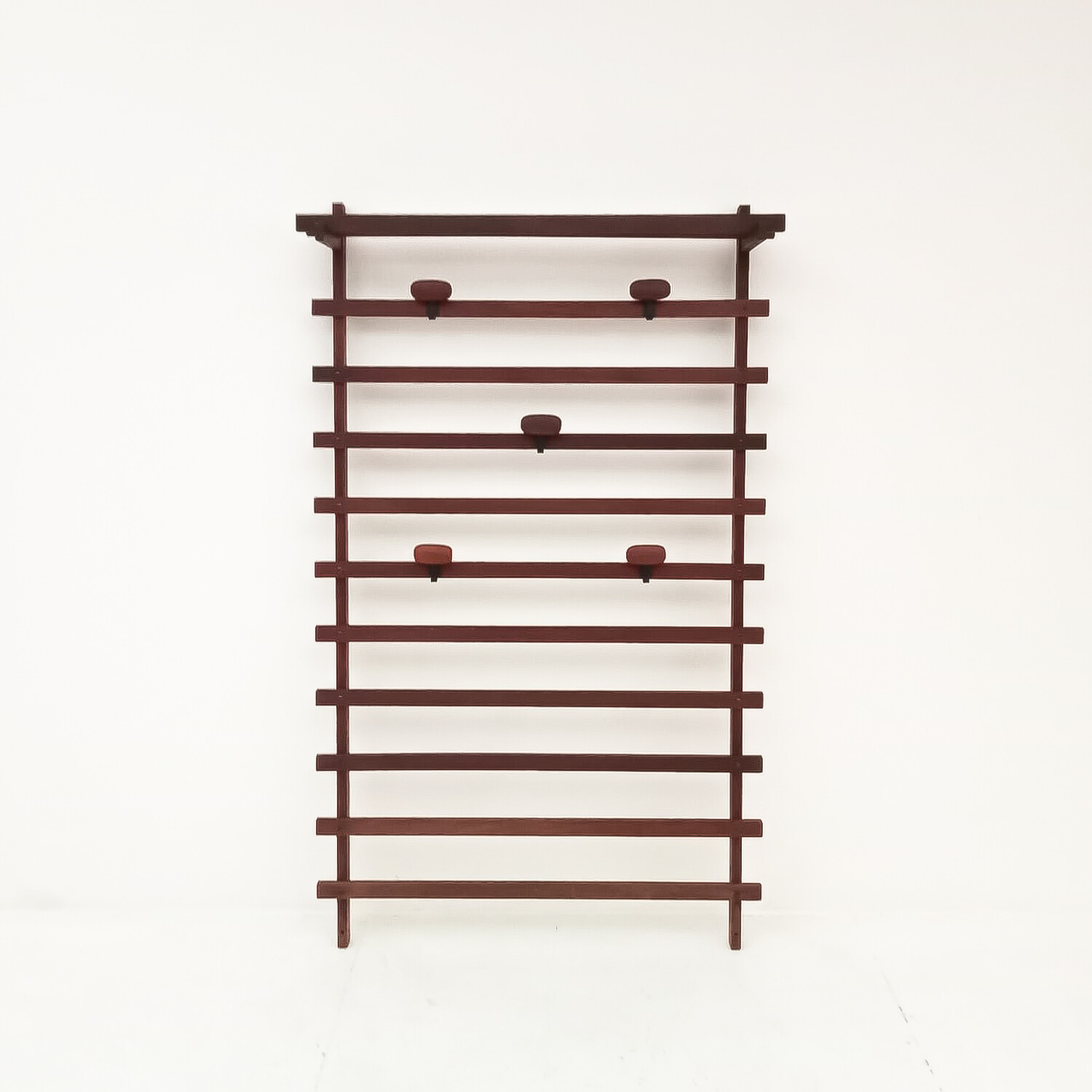 70s wooden wall coat rack
