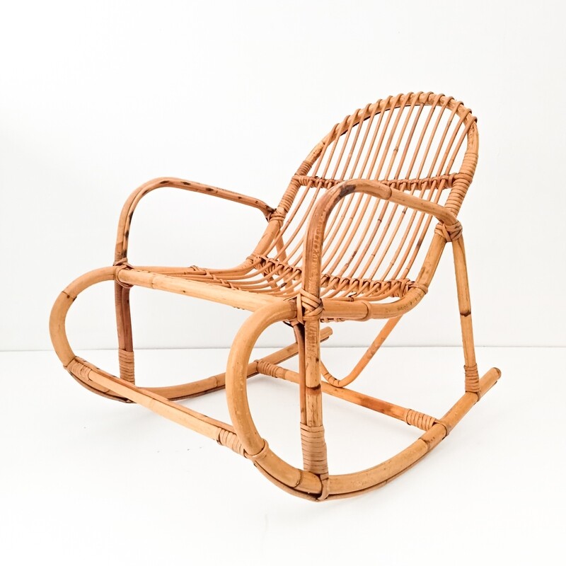 Child&amp;#39;s bamboo rocking chair from the 70s