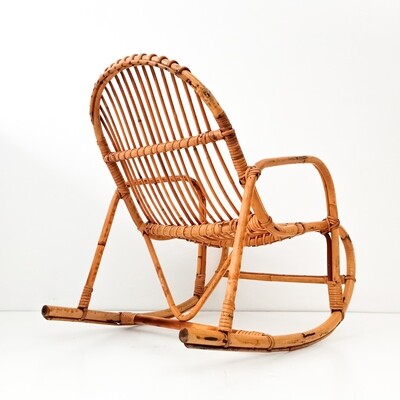 Child&amp;#39;s bamboo rocking chair from the 70s