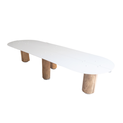 Tavolo panca ovale in acciaio e legno design Ak47