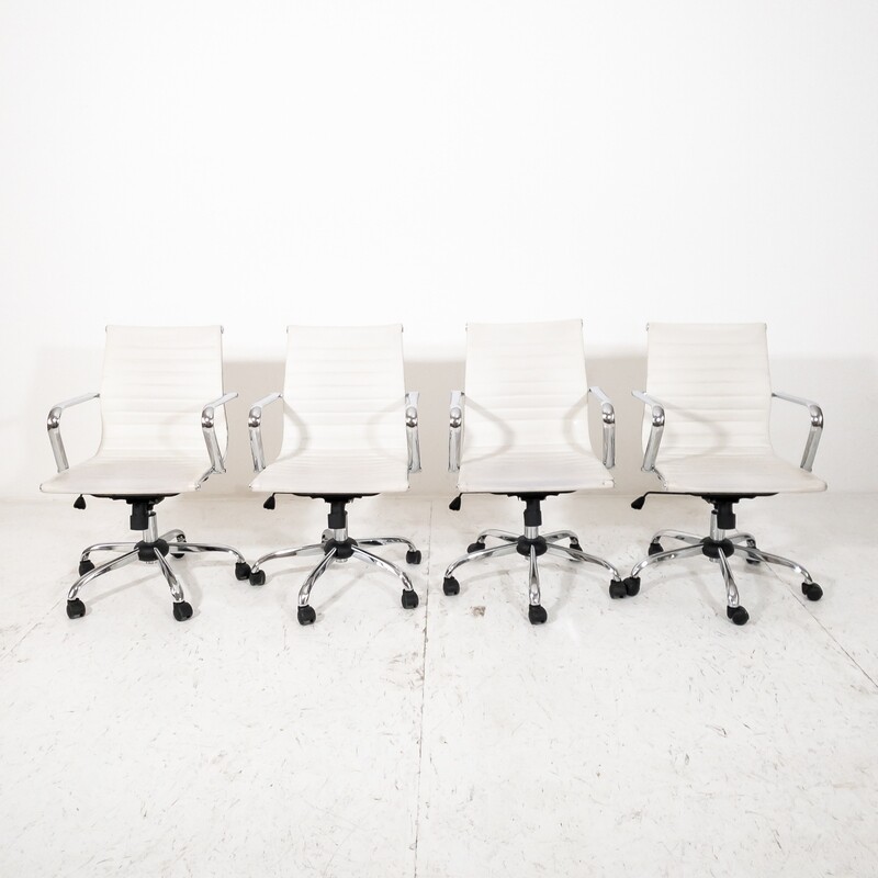 Set of 4 swivel office chairs with armrests