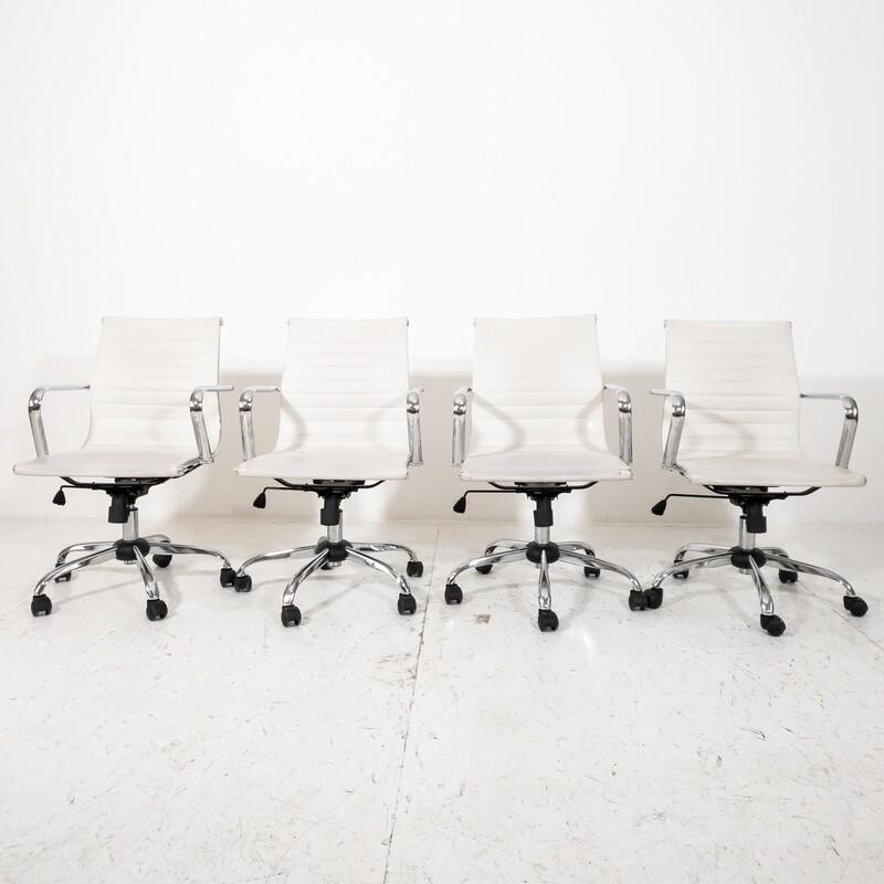 Set of 4 swivel office chairs with armrests