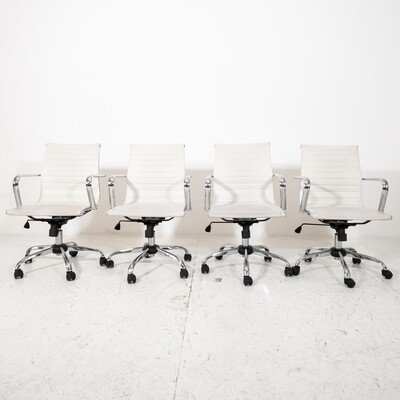 Set of 4 swivel office chairs with armrests