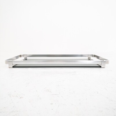 Vintage tray in satin finish metal and smoked glass, MB Italia 70's