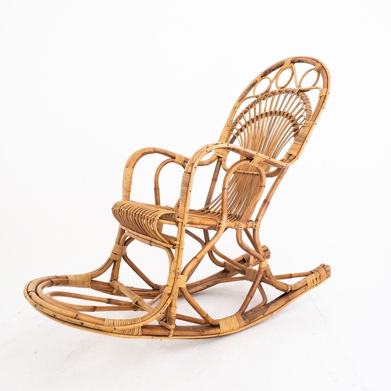 Rocking chair in bamboo, Italy 70s