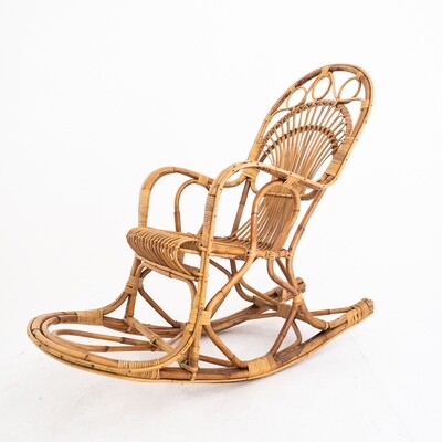 Rocking chair in bamboo, Italy 70s