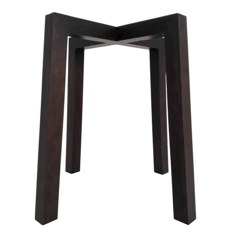 Round wooden dining table with glass top