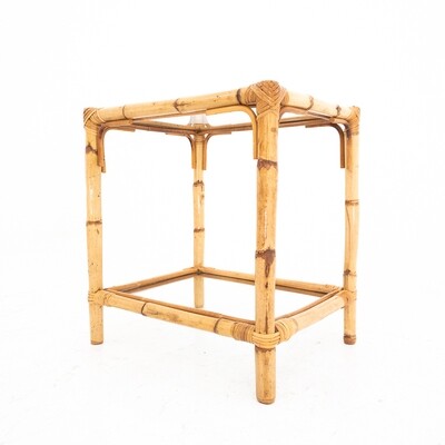 Rectangular bamboo coffee table with glass top, Italy 1970s