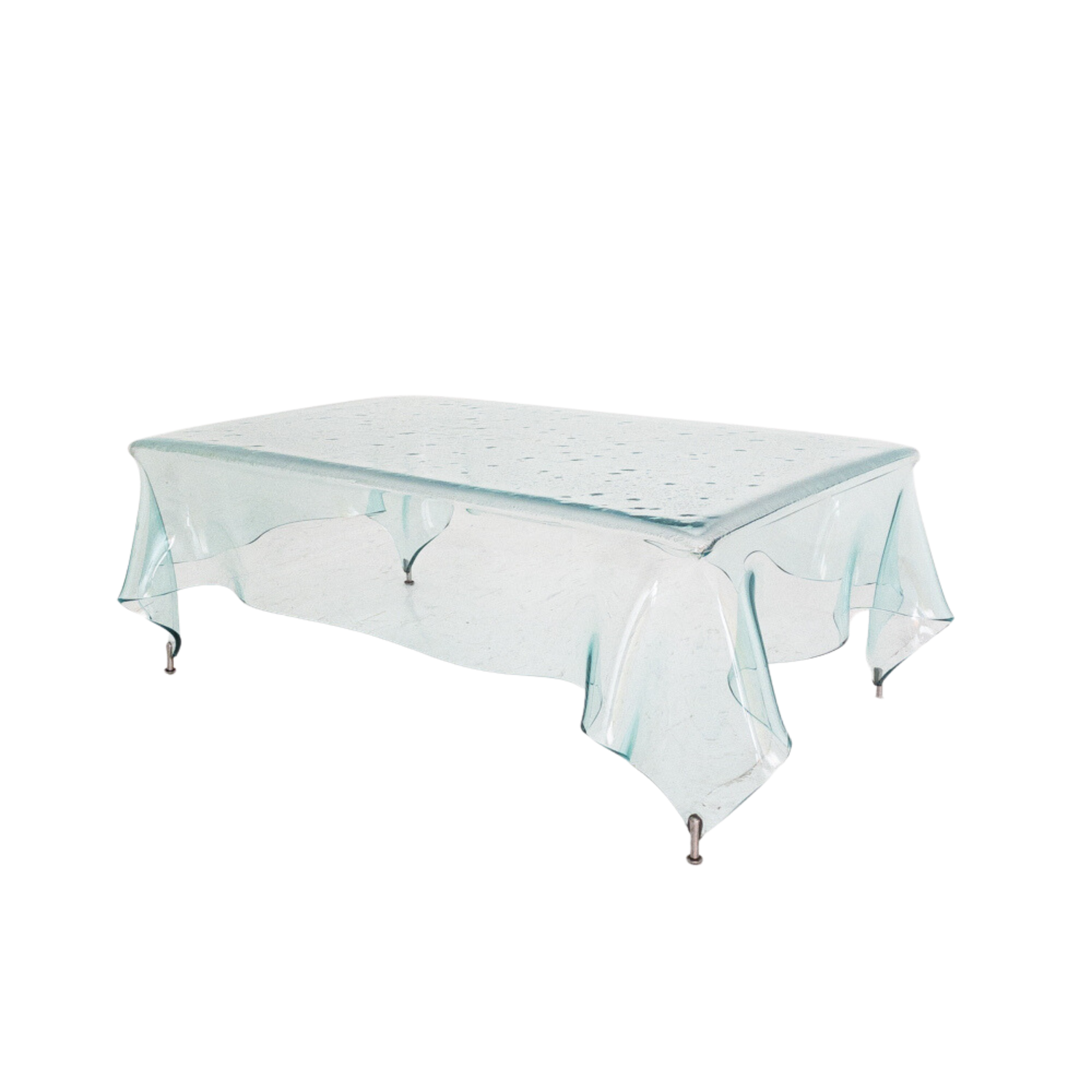 Handkerchief table in crystal with metal tips, Italy 80s