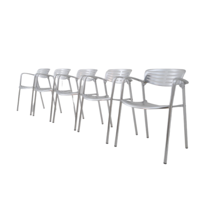 Set of 5 stackable Toledo chairs designed by Jorge Pensi for Amat-3, Spain in the 1980s