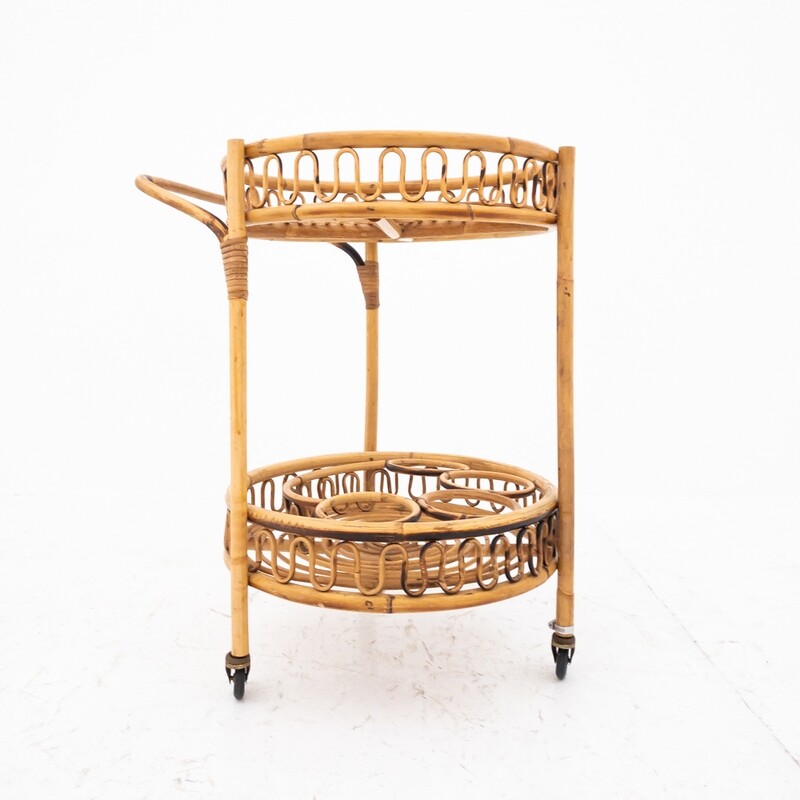 Bamboo food trolley, Italy 1970s